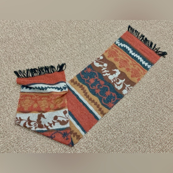Vtg 1990s Y2K Soft Thick Premium Cashmere Wool Fringed Multi Patterned Scarf - Picture 3 of 14